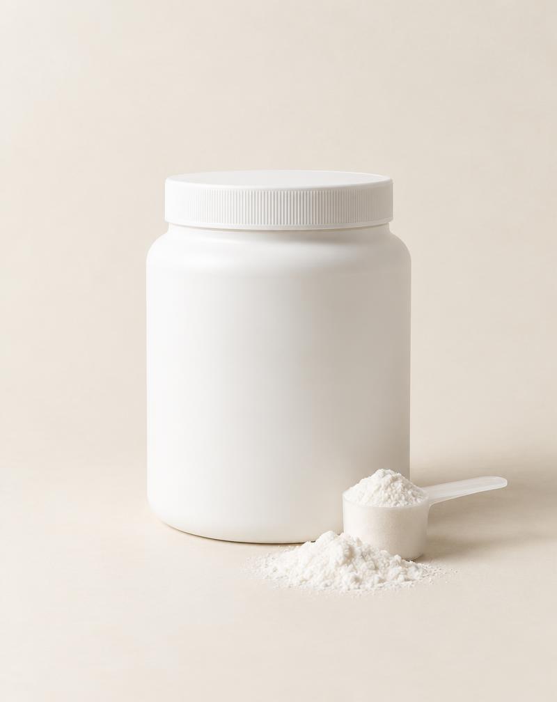 Creatine monohydrate powder (the honest alternative) studio photograph