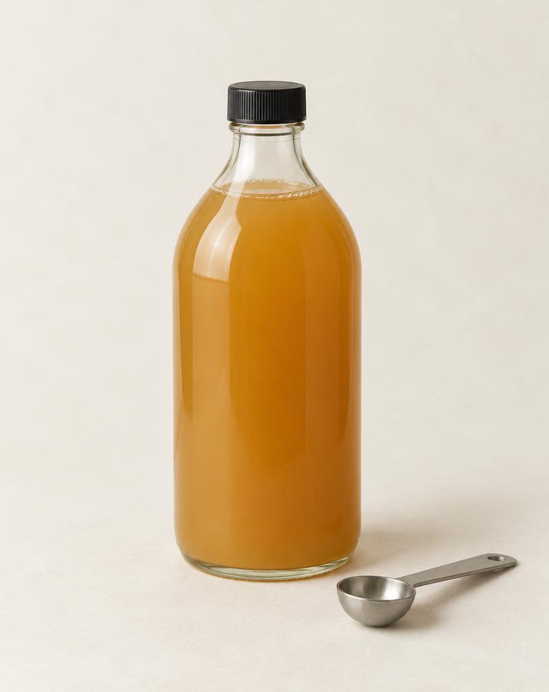 Liquid apple cider vinegar (the honest alternative) studio photograph